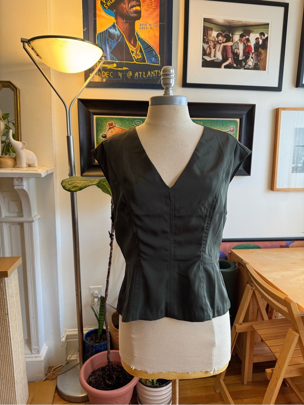Banana Republic Olive Green V-Neck Peplum Blouse